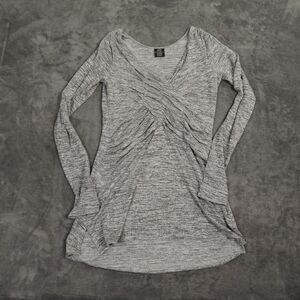 Astars Shirt Dress Womens Medium Gray Ruched Boho Comfort Festival